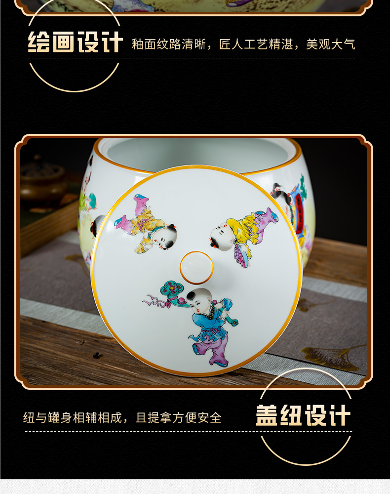 Jingdezhen ceramics caddy fixings loose tea pot a thriving business with cover seal storage tank large household moistureproof