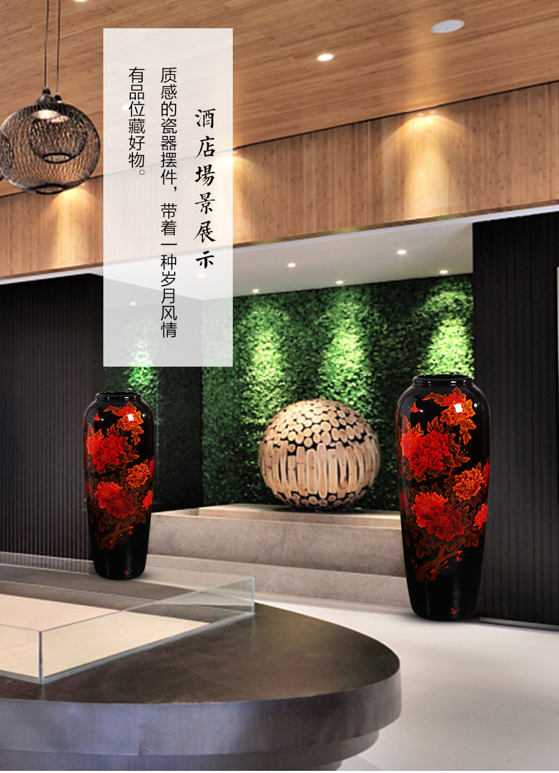 Jingdezhen ceramics crystal glaze vase landing large bottles of Chinese style living room hotel villa decoration decoration