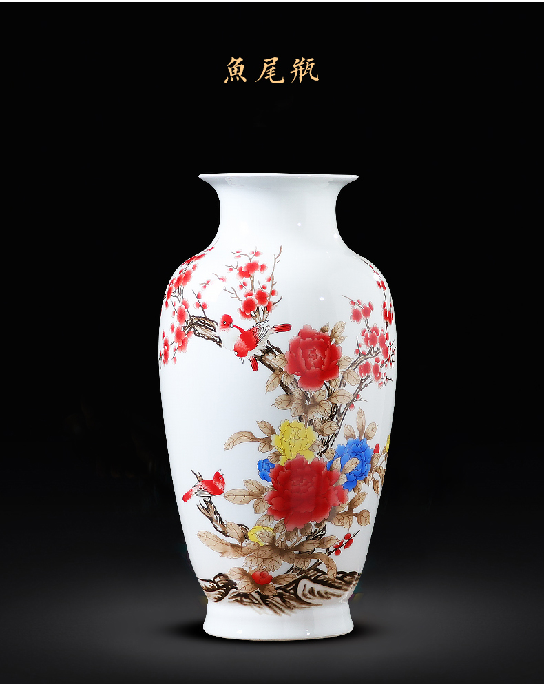 Jingdezhen ceramics powder enamel peony flowers in the vase is placed the new Chinese style big hydroponic home sitting room adornment