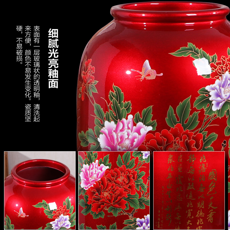Jingdezhen ceramics crystal glaze vase landing large bottles of Chinese style living room hotel villa decoration decoration
