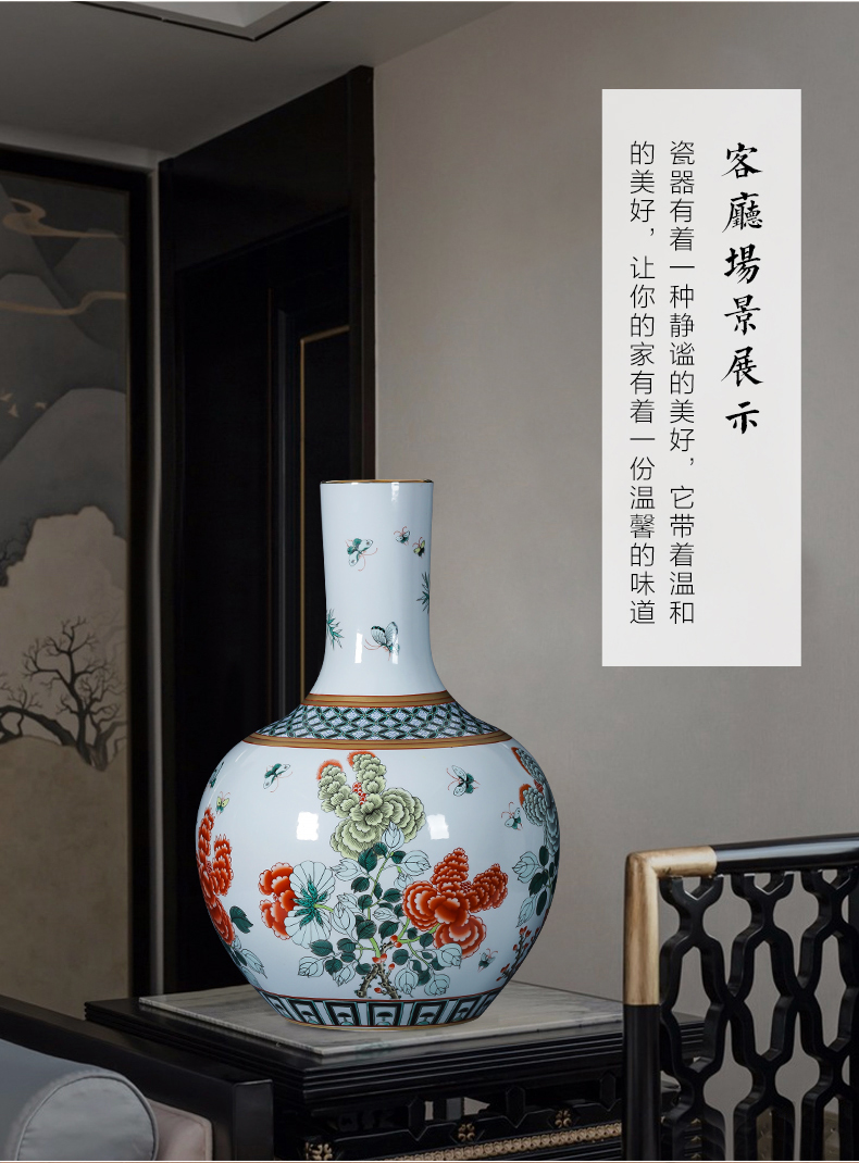 Jingdezhen porcelain ceramic imitation the qing qianlong drive large ground vase retro home sitting room adornment is placed