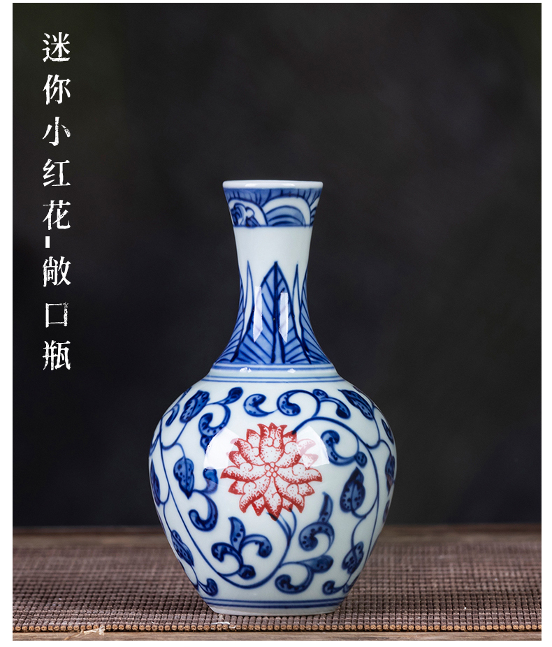 Jingdezhen ceramic mini hand - made small blue and white porcelain vase creative flower arranging furnishing articles furnishing articles of Chinese style household outfit