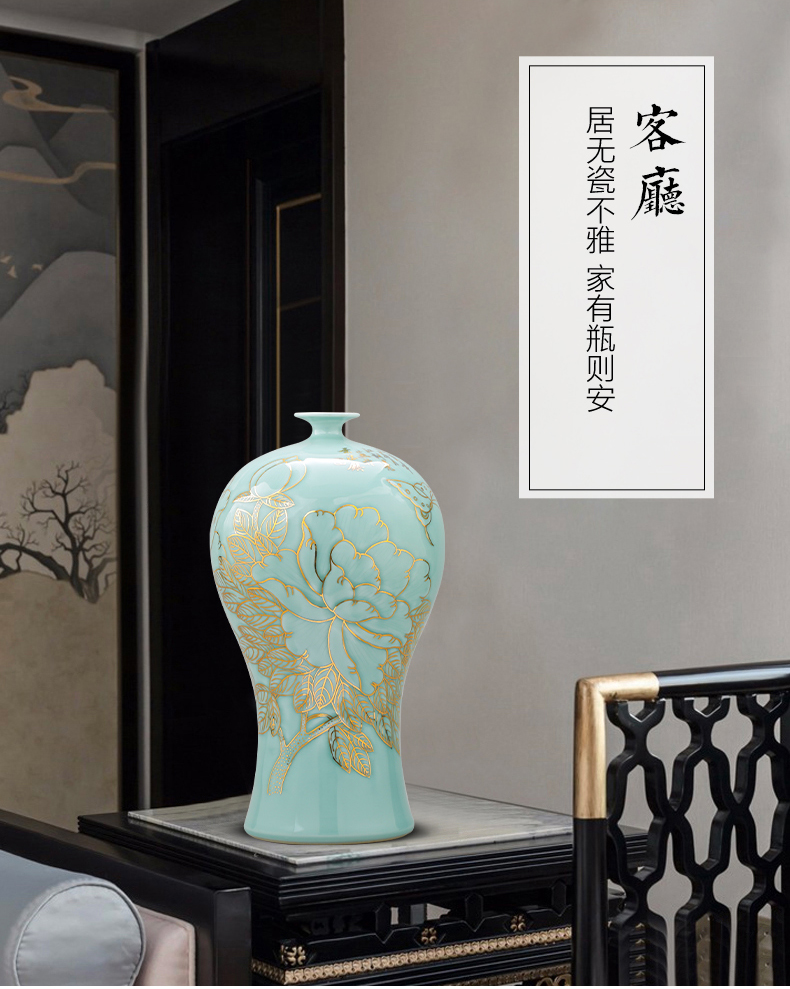 The Master of jingdezhen ceramic porcelain hand - made peony flowers prosperous vase mei bottles of home sitting room adornment is placed