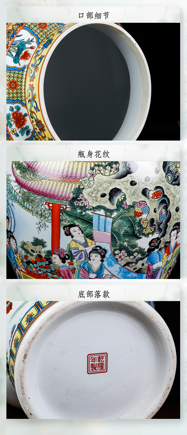 Jingdezhen ceramics powder enamel twelve gold hair pin general large storage tank cover pot household act the role ofing is tasted furnishing articles sitting room