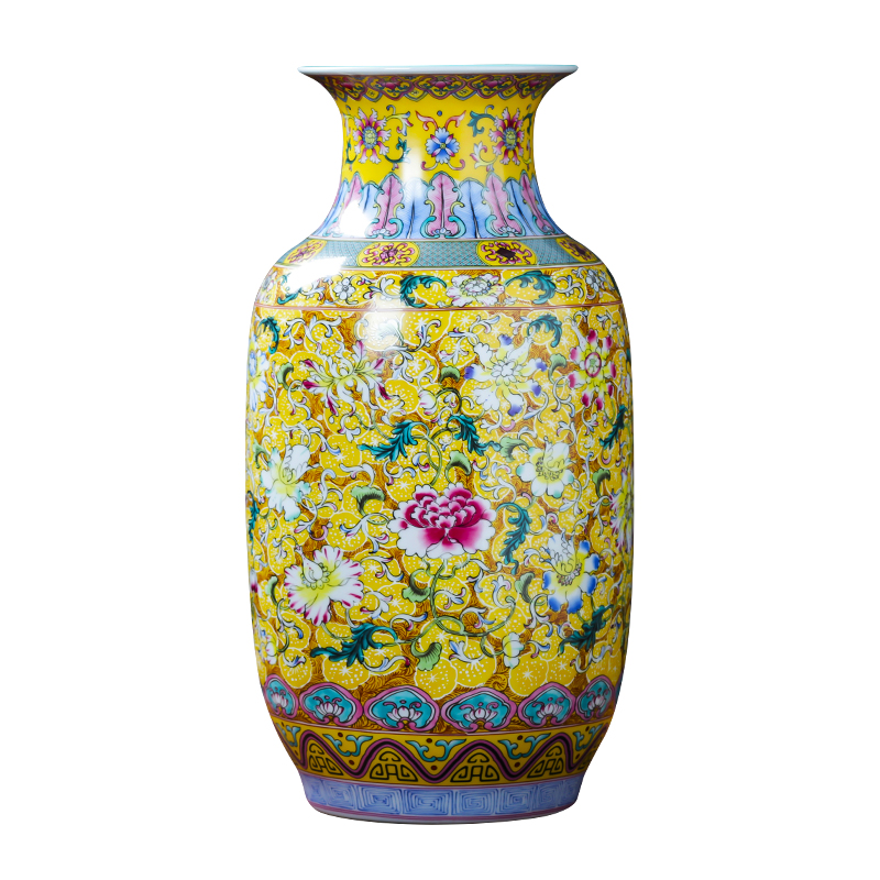 Jingdezhen porcelain ceramic colored enamel large vases, flower arranging place of new Chinese style household living room TV cabinet decoration