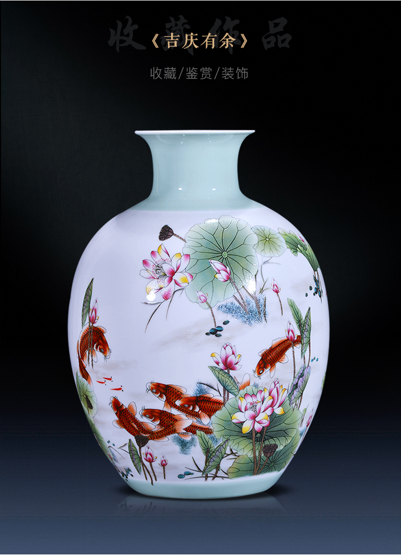 Jingdezhen ceramics vase furnishing articles sitting room flower arranging pastel sitting room of Chinese style household wine TV ark, adornment