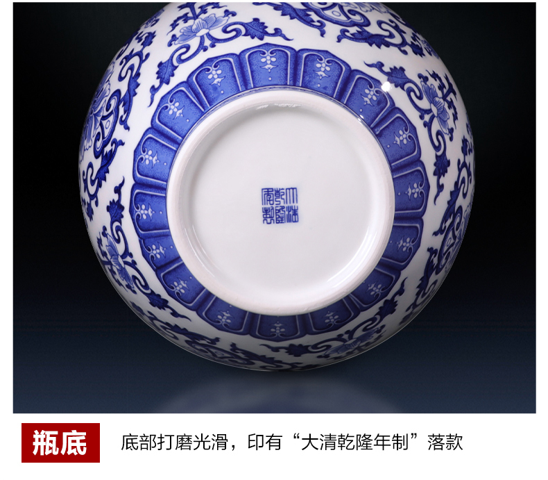 Jingdezhen ceramics hand - made furnishing articles of modern blue and white porcelain vase of new Chinese style household living room TV cabinet decoration