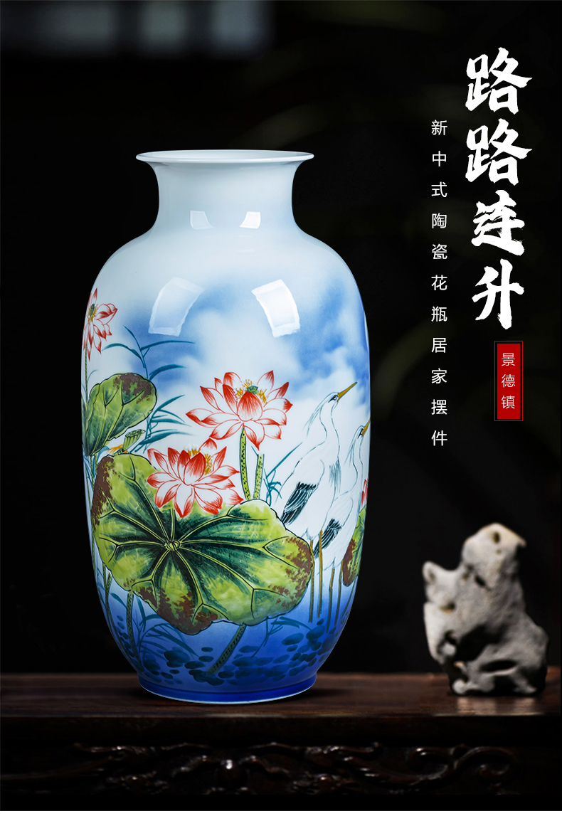 Jingdezhen ceramics hand - made lotus flower vase landed large new sitting room adornment of Chinese style household furnishing articles furnishing articles