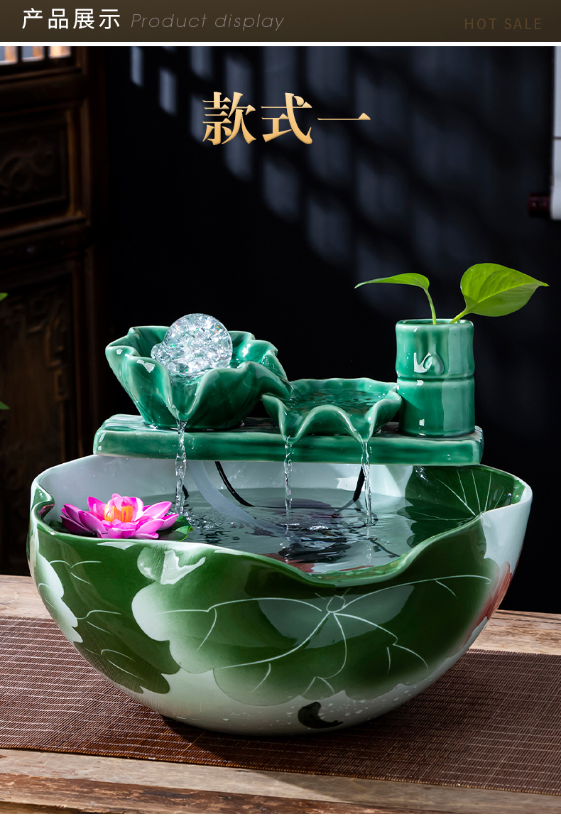 Jingdezhen chinaware lotus water furnishing articles air humidification water aquarium home office decorations