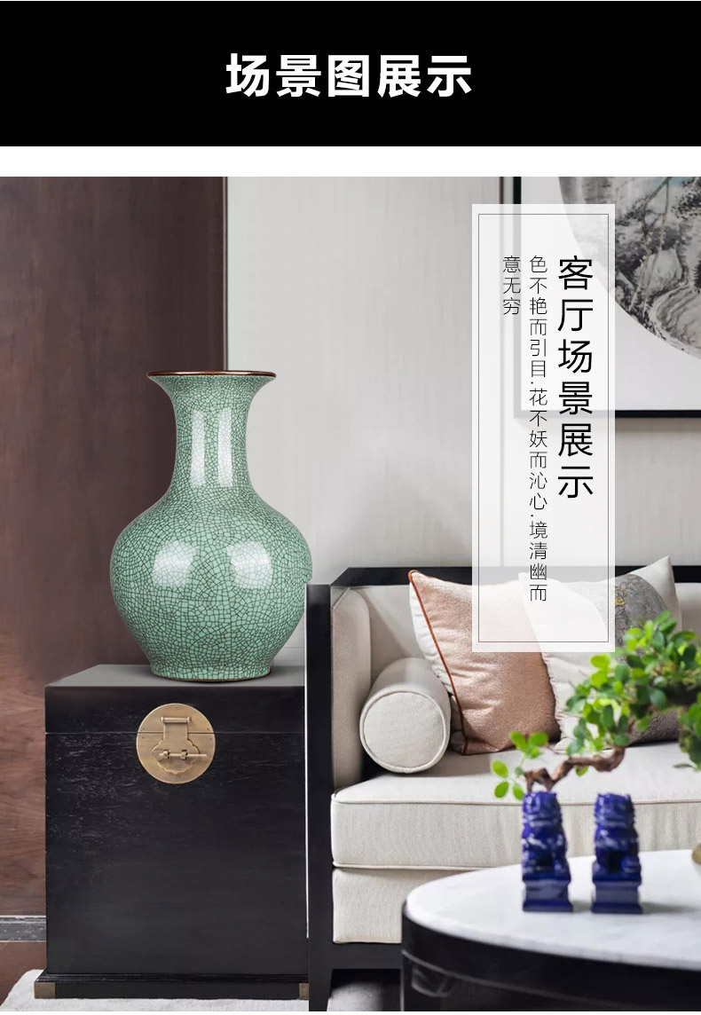 Jingdezhen ceramics archaize crack blue glaze on large vases, Chinese style restoring ancient ways home sitting room adornment is placed