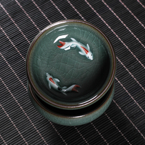 Longquan celadon Tea Cup master cup small fish Cup Kung Fu Tea Cup ceramic tea iron tire ice cracking color carp tea bowl