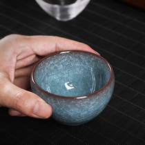 Longquan tea cup Master Cup kung fu tea set Single Cup handmade tea cup ceramic celadon Ge kiln ice cracking film home