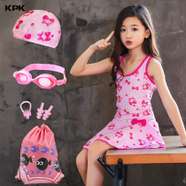 Childrens swimsuit Girls one-piece princess skirt Flat angle cute student middle and large virgin girl spa swimsuit set