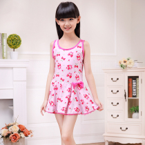 2021 Childrens swimsuit girls mid-size child princess one-piece skirt Girls double shoulder strap conservative plus size student swimsuit