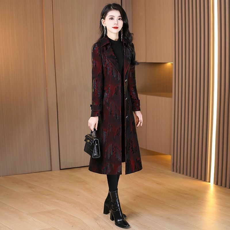 Spring and Autumn New Style Mid-Length Trench Coat for Women, Elegant Ladylike Long-Sleeve Lapel Coat with a High-End Feel, Slimming and Flattering