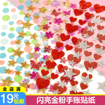 Gold Powder Bronzing Red Loving Golden Silver Pentagram Hand Tent With Heart-shaped Star Hand Ledger Decoration Paste Paper