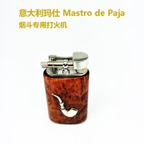 Mastro de Paja pipe lighter from Italy briar wood case