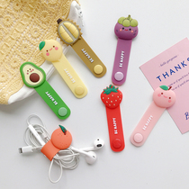 Cute data cable ins Wind fruit cute silicone Winder creative snap headset wire organizer hub