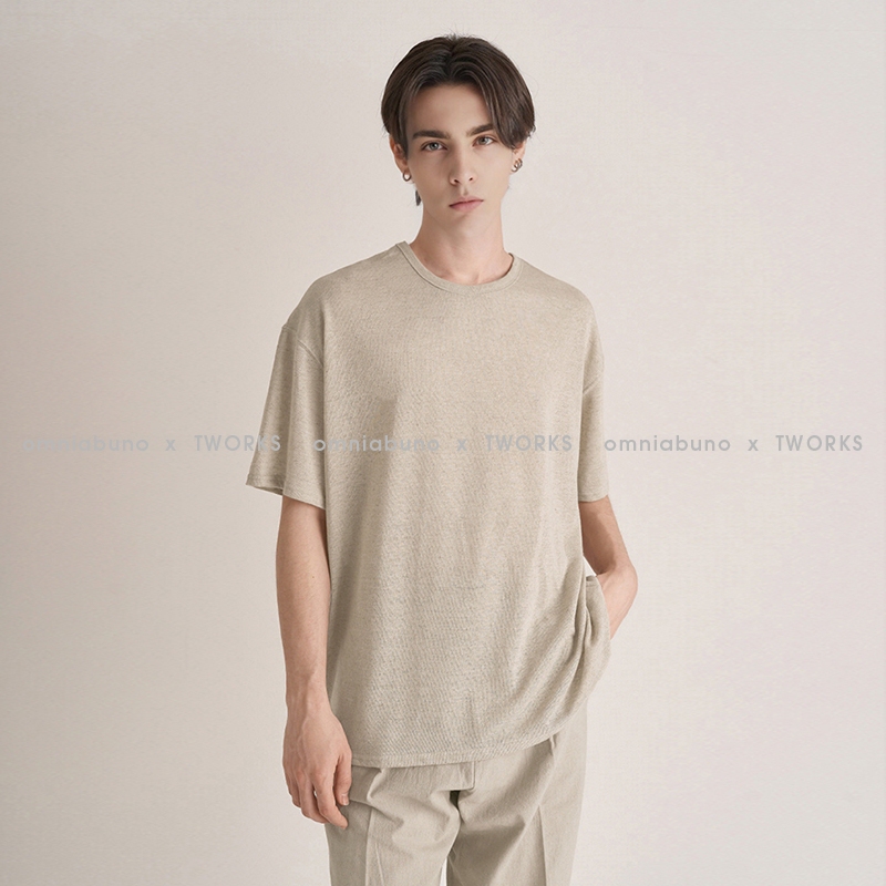 Linen T-Shirt Short-Sleeved Men's Hemp Top Casual Old Money Retro Breathable Quick-Drying Cotton-Linen Cool-Feeling Knitted Stretchy Summer