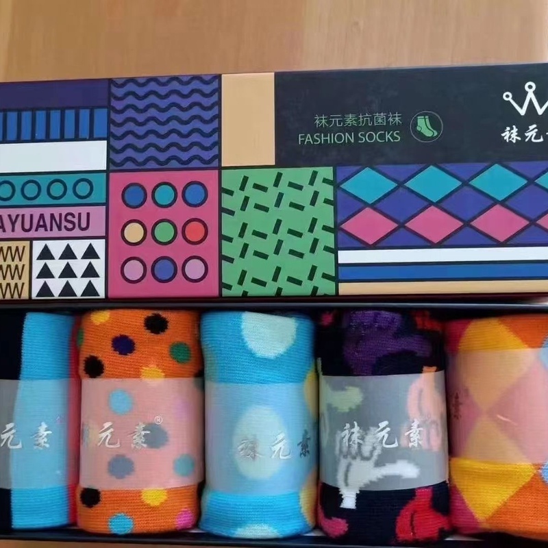 Sock Elements: Rainbow Striped Socks, Colorful Stacked Socks, Polka Dot Cool Socks, White Socks, Mid-Calf and High-Calf Socks, Moisture-Wicking and Odor-Resistant