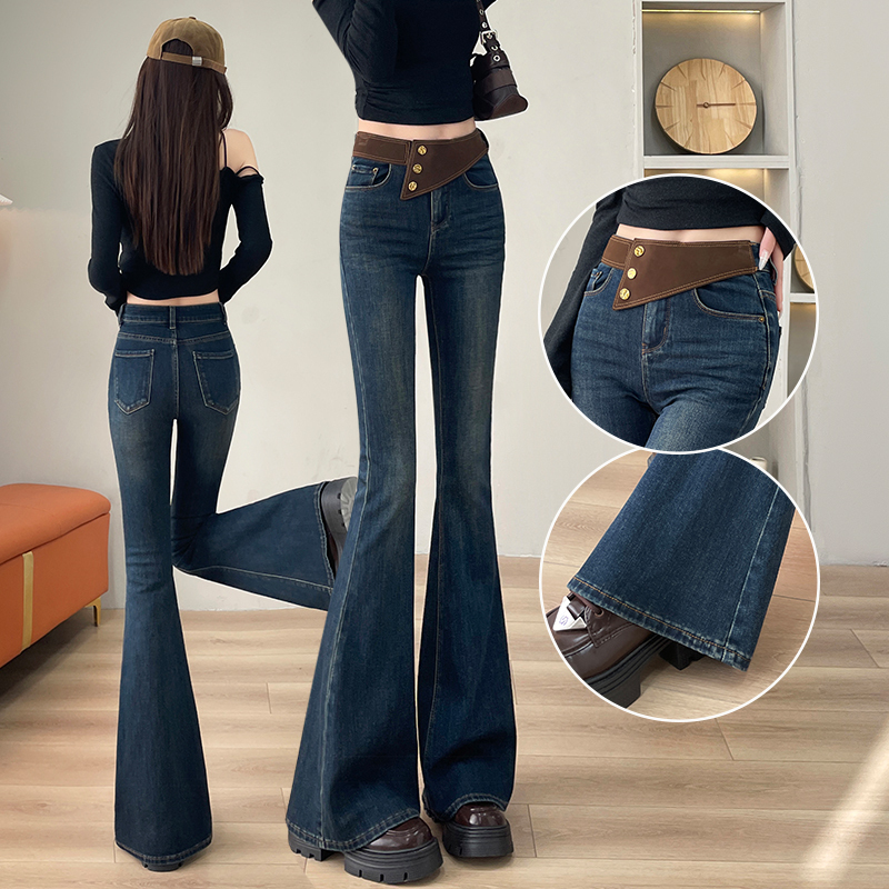 High-Waisted Flared Jeans for Women, Spring and Summer 2026 New Style, Autumn and Winter Fleece-Lined, Slim Fit, Tight-Fitting, Stretchy Bell-Bottom Pants