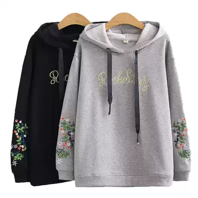 Mother's top spring new plus velvet embroidery flower pullover fashion casual loose sweater middle-aged jacket female