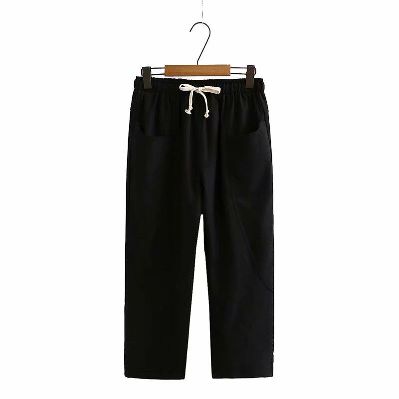 Middle - aged women's clothing 2020 large yard loose cotton casual pants summer middle - aged 40 years old loose and thin seven points pants