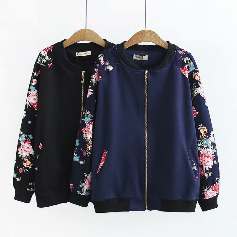Mother Clothing Blouses Spring Autumn Money Middle Aged Printed Baseball Suit Plus Fattening More Relaxed Temperament Clothing 200 Catty Jacket