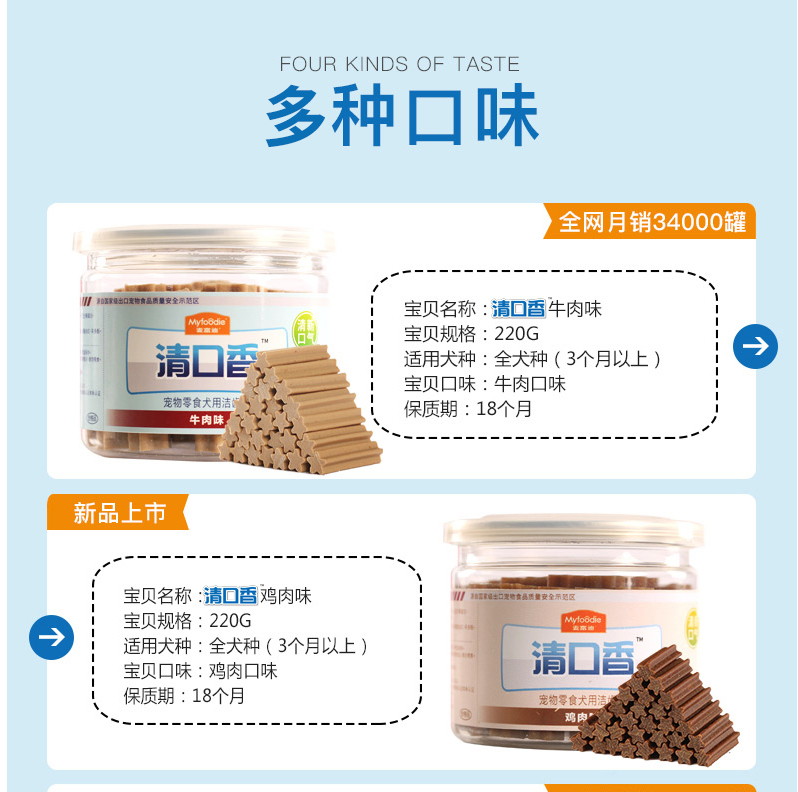 Mai Fudi chó mol răng miệng rõ ràng 220g chó con mol cắn cắn sạch răng chó ăn vặt Teddy trừ hôi miệng thức an cho chó bao 10kg