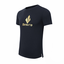 BESUTO single guide wet dry sweat sports fitness breathable running casual round neck split print T-shirt