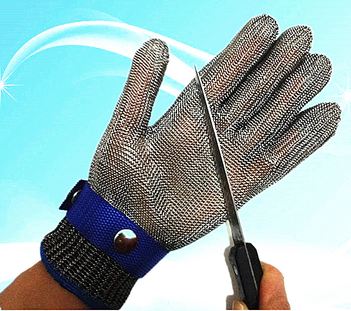 Clothing factory inspection factory anti-cut cutting wound killing fish slaughter thin section anti-cut steel wire gloves five-finger braided steel wire braided gloves