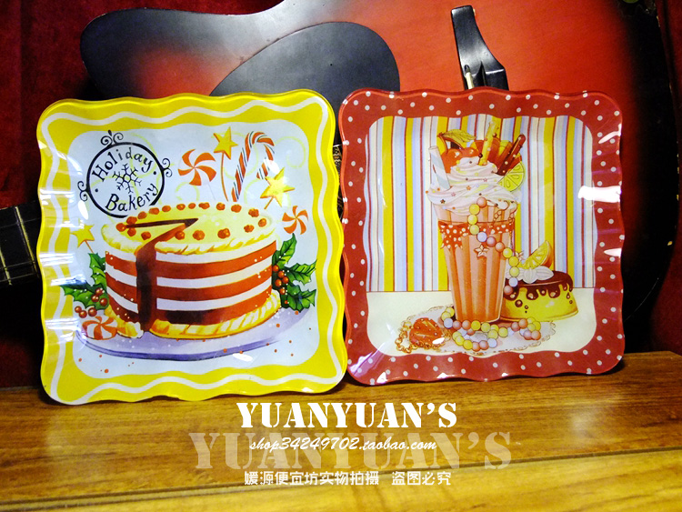 European and American outer single sweet and beautiful afternoon tea dessert disc printed glass decoration plate small snacks disc floral side dish ornament disc