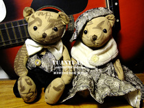 South Korea Carino Genuine Leather Bronzed Teddy Bear Gentleman Noble couple Bear collection Treasured Wedding Dress Bear Toy toy