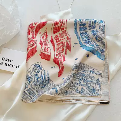 It's so beautiful ~ Gentle color matching (Horse City) silk square scarf show wisdom with wild mulberry silk silk scarf women