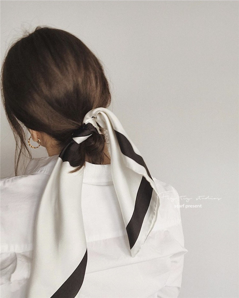 Fey Tiy minimalist Spelled Silk Scarves small square towels Scarves Hair Scarves with tied bag decorations 100 hitch Career Little Silk Scarves