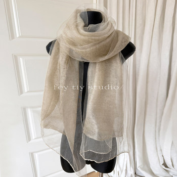 Japanese high-end silk blended double-layer silk scarf spring and summer