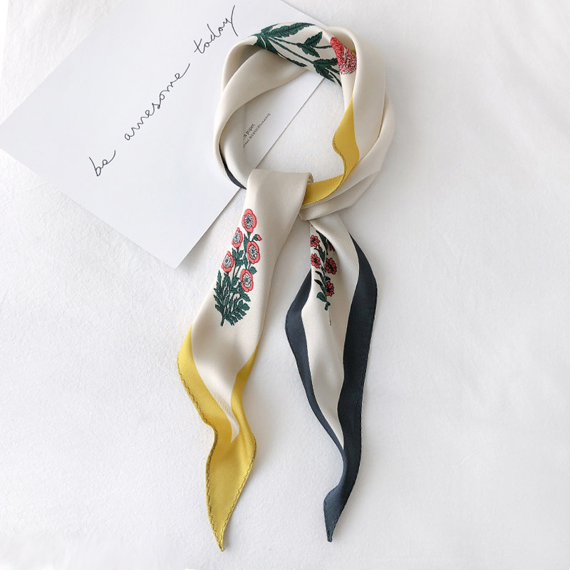 chic custom-style small floral temperament with rhomboid small silk scarves decorated with little long scarves 100 hitch a little collar