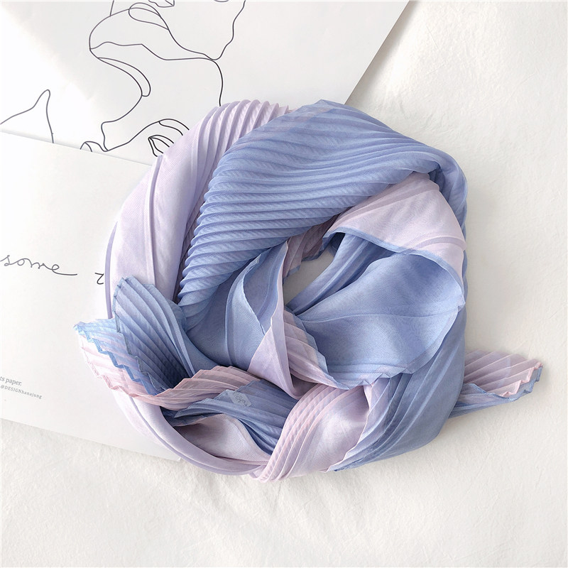 (Tricolour) Ins hair with Korean new 100 pleats small silk towels for spring and summer and autumn with small scarves 100 hitch a little scarlet