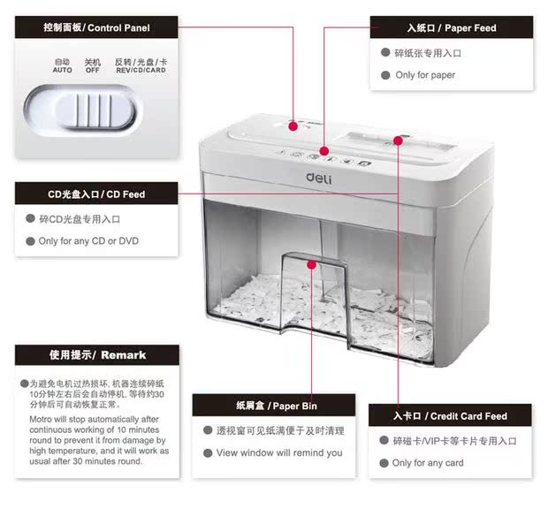 Máy hủy tài liệu máy tính để bàn đa năng Deli 9932 Máy hủy tài liệu A4 Máy hủy tài liệu đĩa nhỏ Máy hủy tài liệu - Máy hủy tài liệu