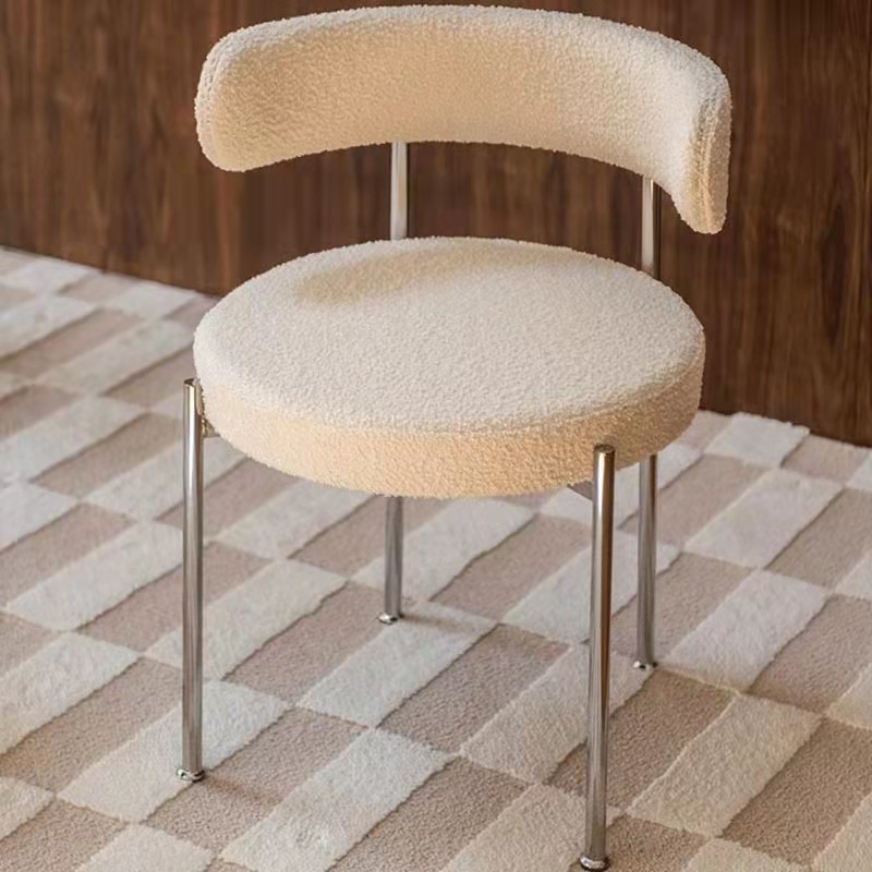 Minima Modern Goat Suede Makeup Chair Sofa Casual Chair Nordic Light Lavish Dining Chair Coffee Hall Home Backrest Chair