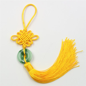6 Small Chinese Knot Resin Pendants with Plastic Jade Pieces, Car Hanging Ornaments, Super Popular Promotional Gifts