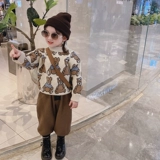 Демисезонный осенний свитер, утепленный детский трикотажный пуховик, в западном стиле