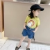 Quần short denim bé gái quần áo mùa hè 2020 mới trẻ em mùa hè phiên bản Hàn Quốc của cô bé bé gái phong cách nước ngoài phong cách hoang dã hot trend quần - Quần jean