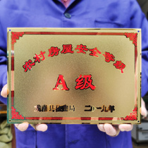 Rural housing safety level Sand gold nameplate Sand gold plate Titanium gold frosted brand Department brand Company house brand Copper aluminum sand gold medal
