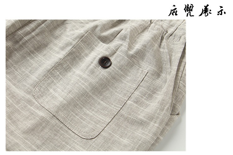 Mùa hè người đàn ông mới của linen casual cắt quần của nam giới lỏng kích thước lớn đàn hồi cao eo vẽ bông và quần linen nam