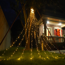 LED Pentagon Christmas Wall Tree Lightfall Meteorgal Lawn Star Lights Solar Color Lights
