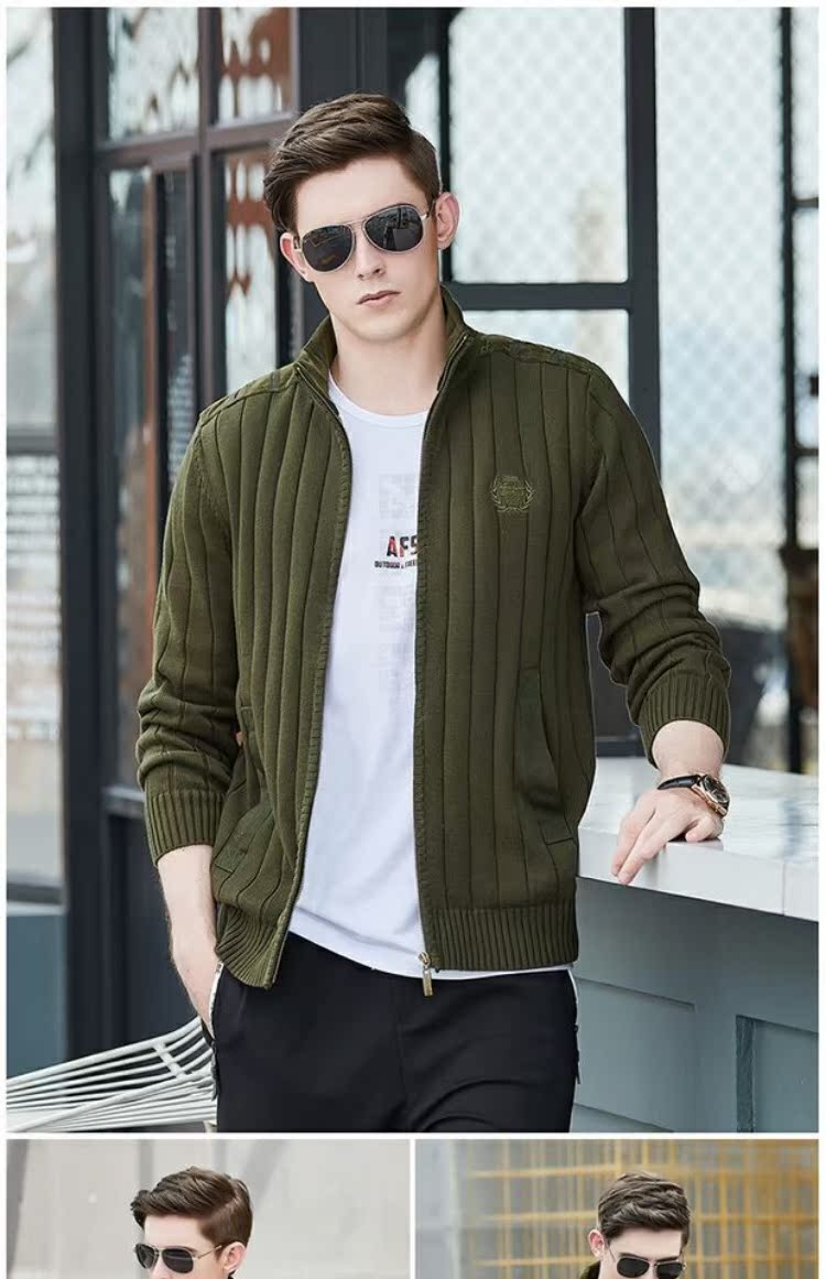 Áo len nam NIAN JEEP mùa thu và mùa đông áo len mới cho nam phiên bản Hàn Quốc của áo len nam rộng - Hàng dệt kim áo khoác nam cao cấp nhập khẩu