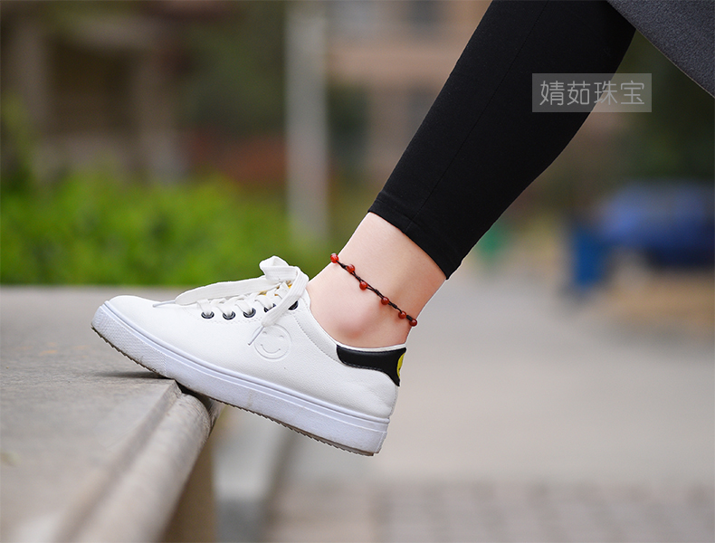 婧 茹 vòng chân pha lê tự nhiên nữ đỏ mã não năm sinh dây đỏ thời trang Hàn Quốc vòng chân cửa hàng phụ kiện