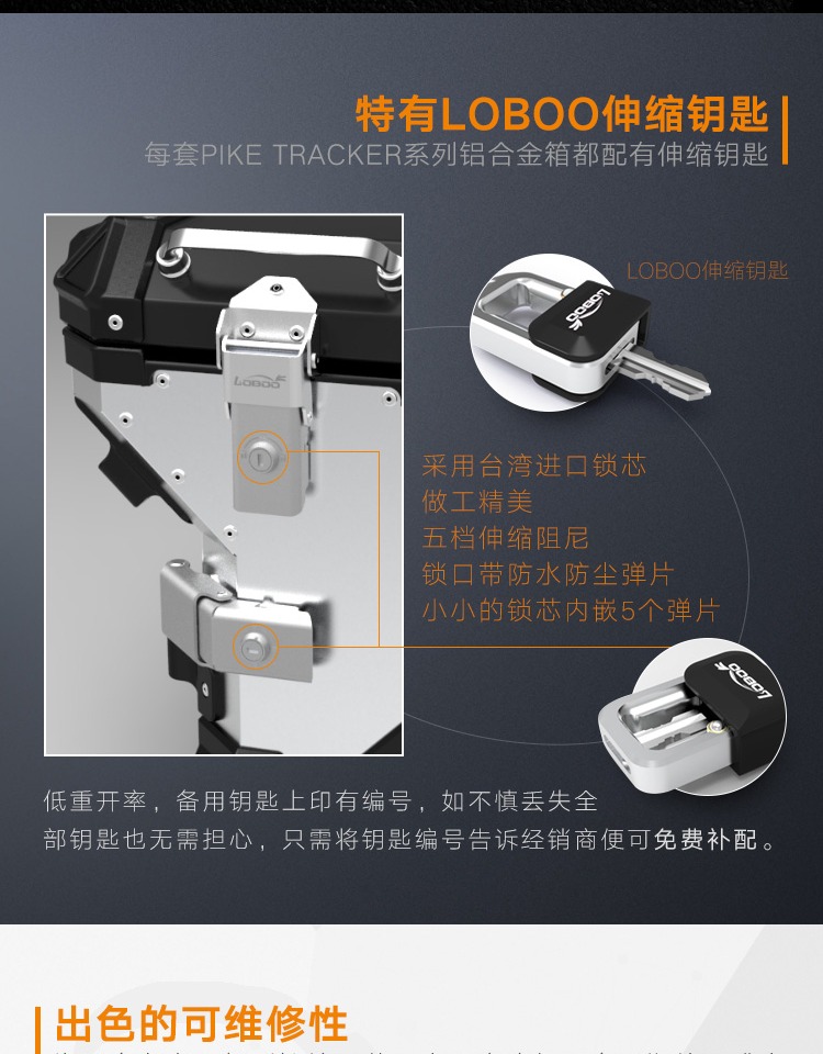 LOBOO củ cải xe máy hộp bên hộp BMW R1200GS dầu chim phiên bản ba hộp hợp kim nhôm hộp đuôi - Xe gắn máy phía sau hộp cốp gắn sau xe máy