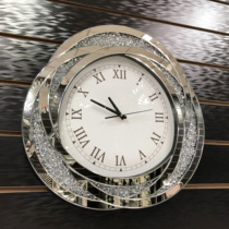 Living room fashion decoration wall clock restaurant light luxury clock home Creative Glass Diamond Wall Wall Art clock mirror